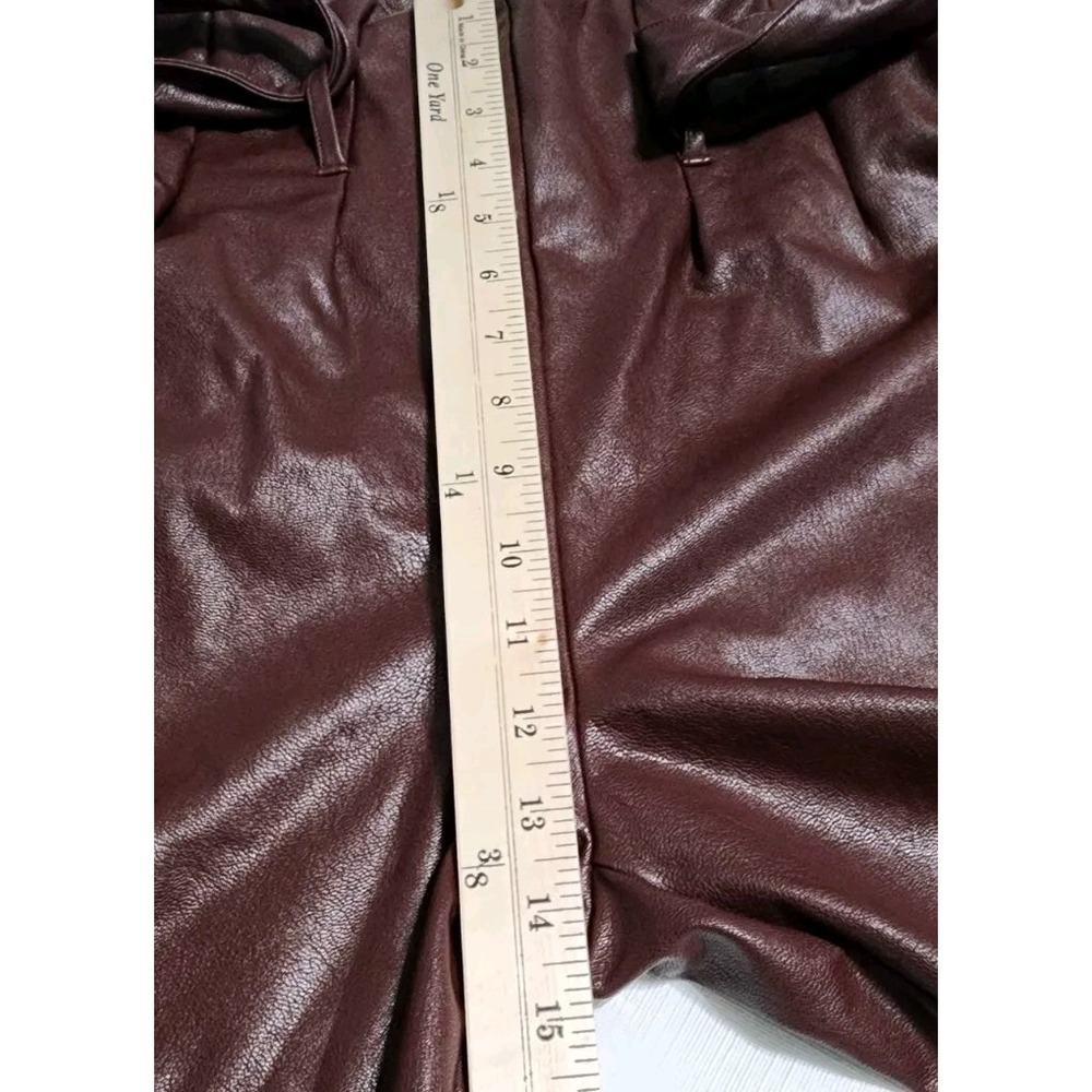 Commando Faux Leather Paper Bag Pants Size XL Oxblood w Tie Belt Comfort NWT - Picture 8 of 13